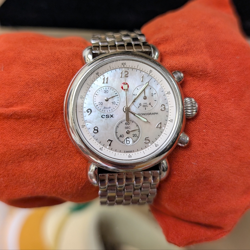 ⚡SOLD⚡Michele Signature CSX-36 Chronograph Watch w. Mother Of Pearl Face